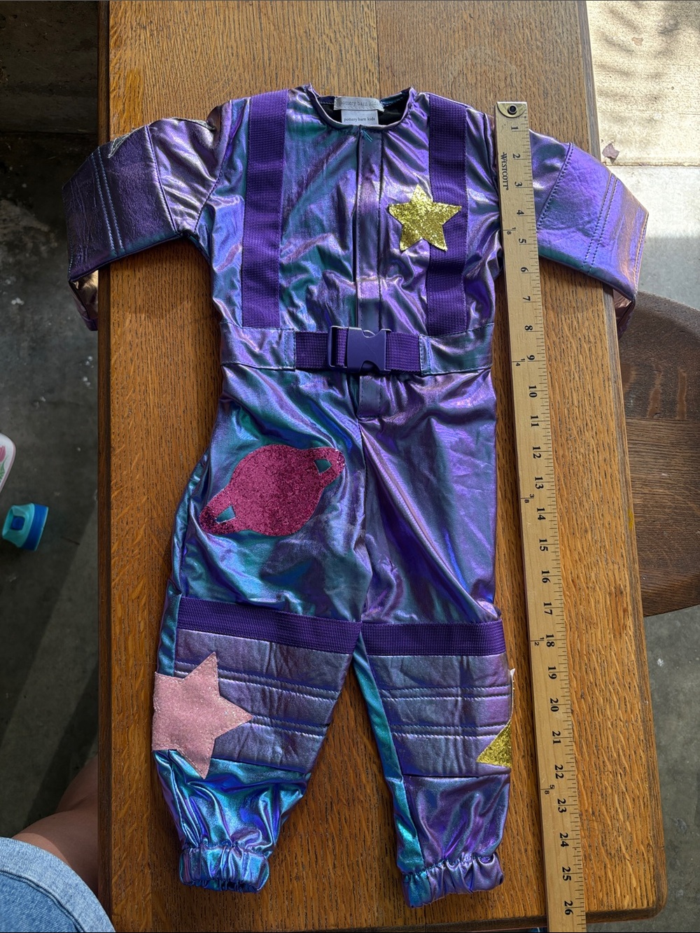 Pottery Barn Kids Purple Iridescent Space Jumpsuit with Gold Star